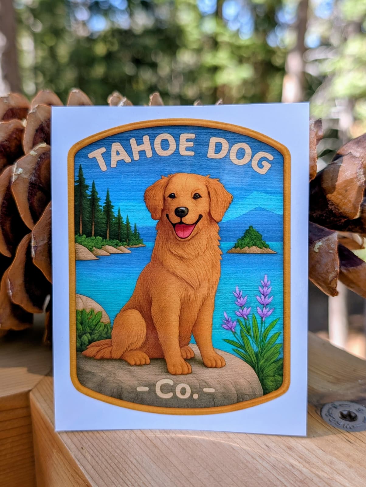 Dottie Golden Retriever in Emerald Bay Sticker - Tahoe Dog Co.
