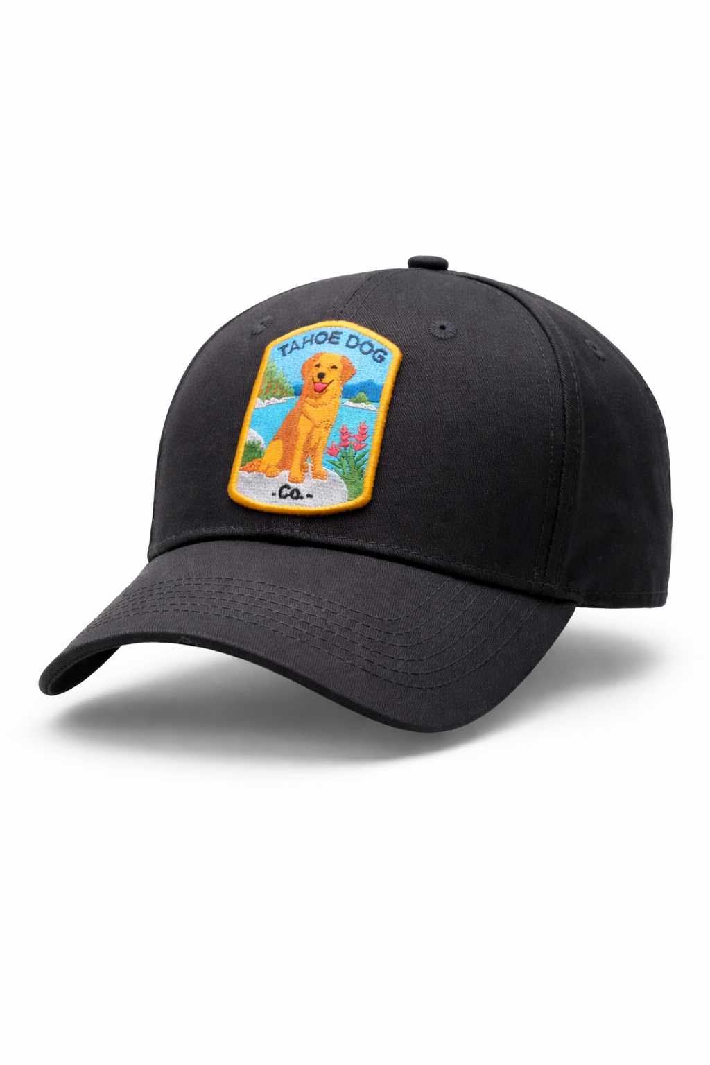 Baseball hat featuring "Dottie the Tahoe Dog" - Golden Retriever at Emerald Bay