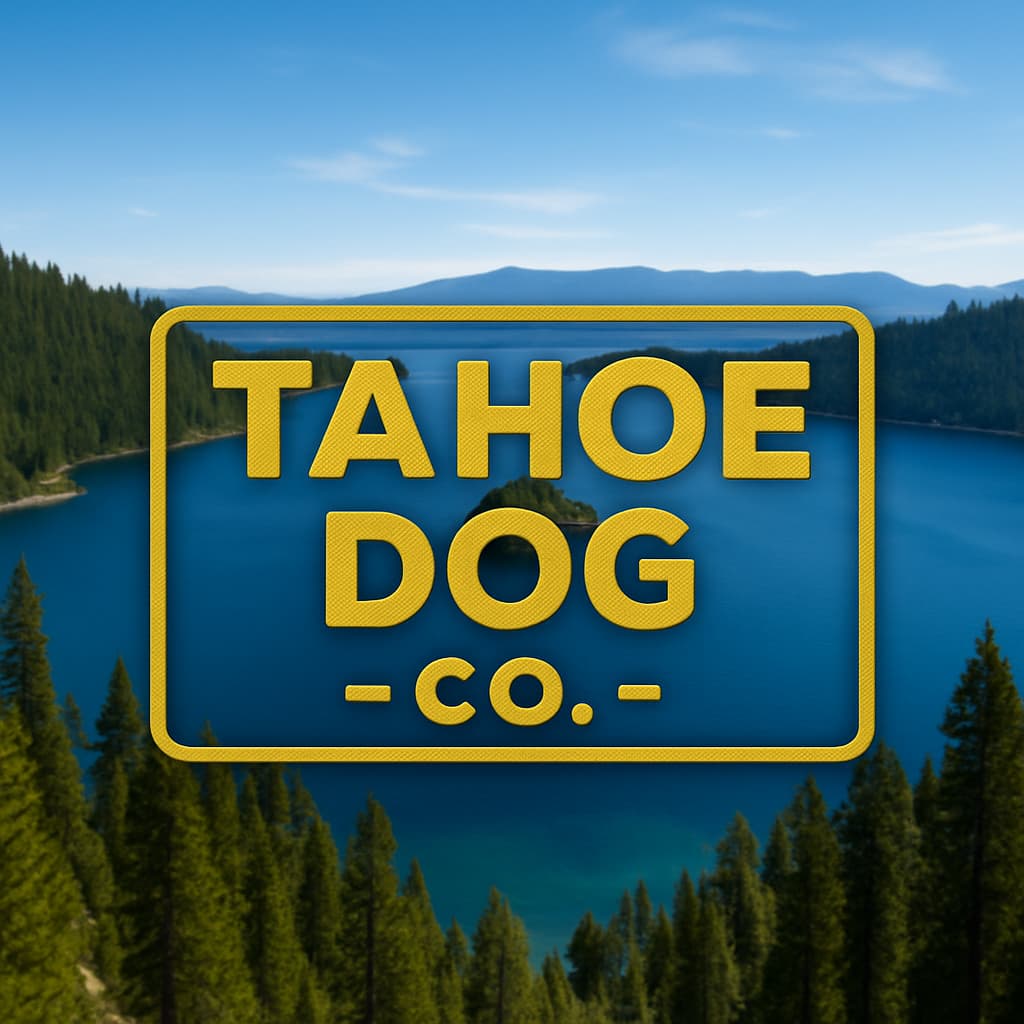 Tahoe Dog Co. + black & yellow logo + Emerald Bay State Park, CA