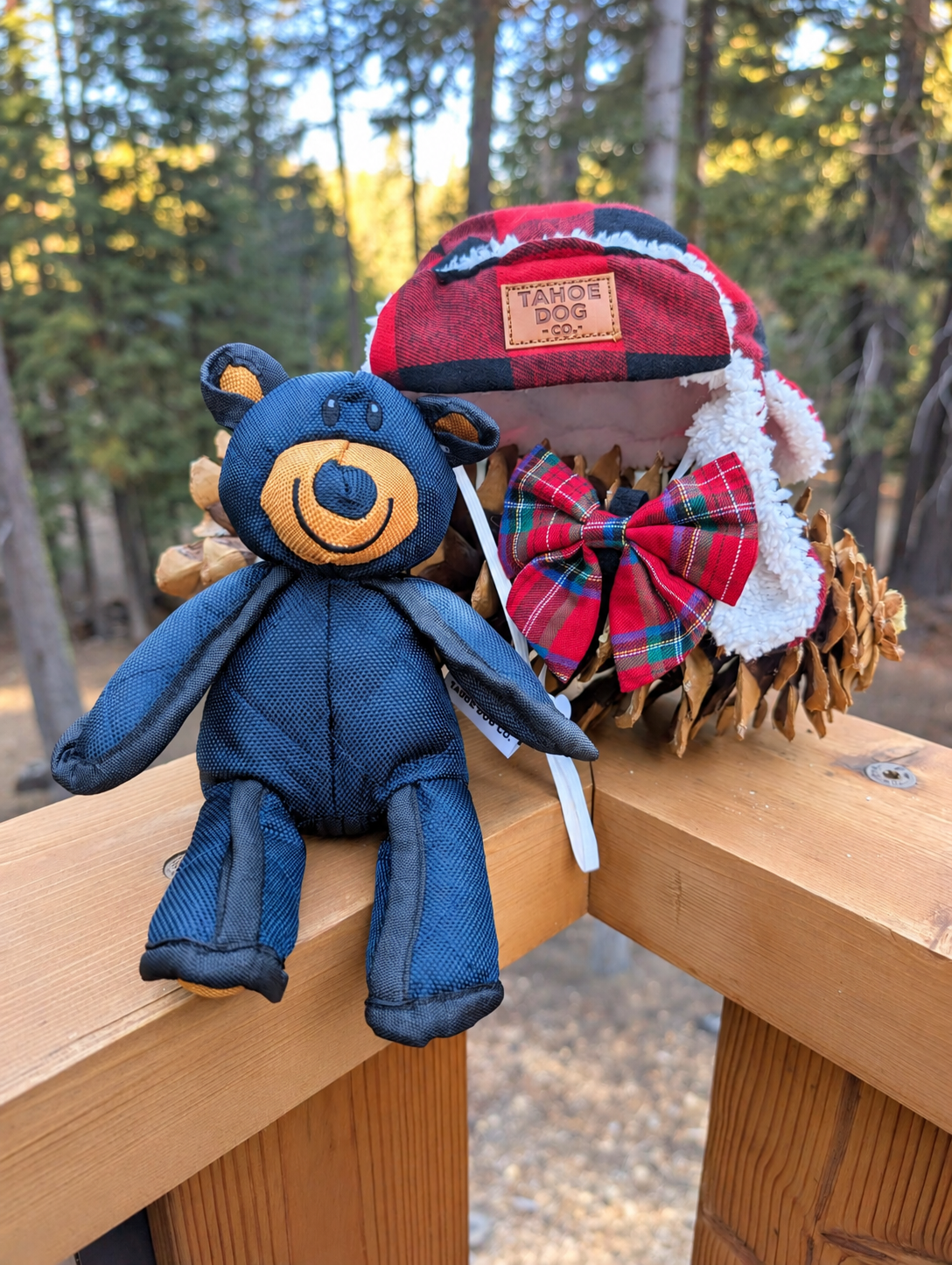 Tahoe Holiday Best Dressed Bundle - Trapper Hat, Bow Tie, and Bear Toy