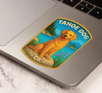 Tahoe Dog "Dottie" - Golden Retriever at Emerald Bay sticker  (on computer / laptop) – Tahoe Dog Co.