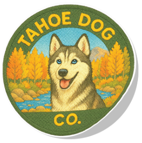 Tahoe Dog Co. + sticker + Lily the white & gray Husky / Malamute + Hope Valley, CA with fall leaves