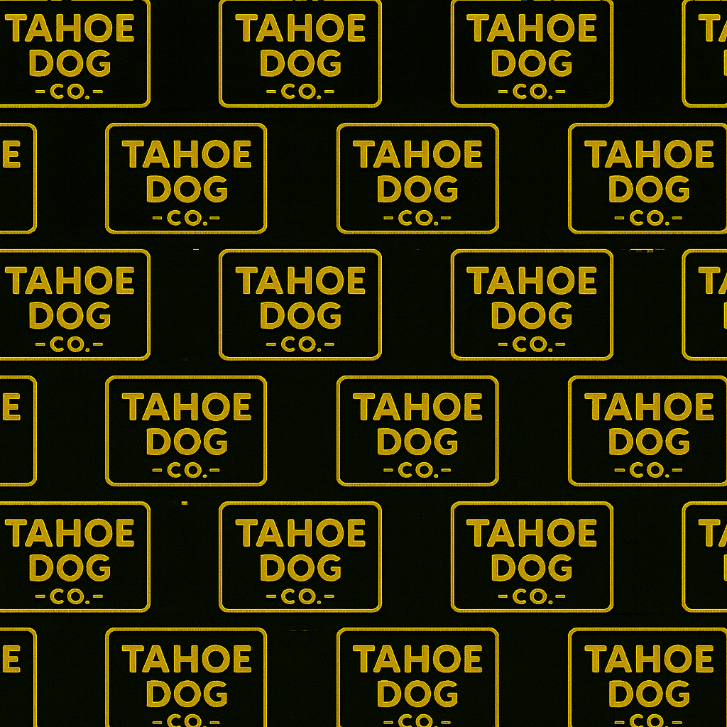 Tahoe Dog Co. logo bandana (dog / human) - black background with yellow outline – Tahoe Dog Co.