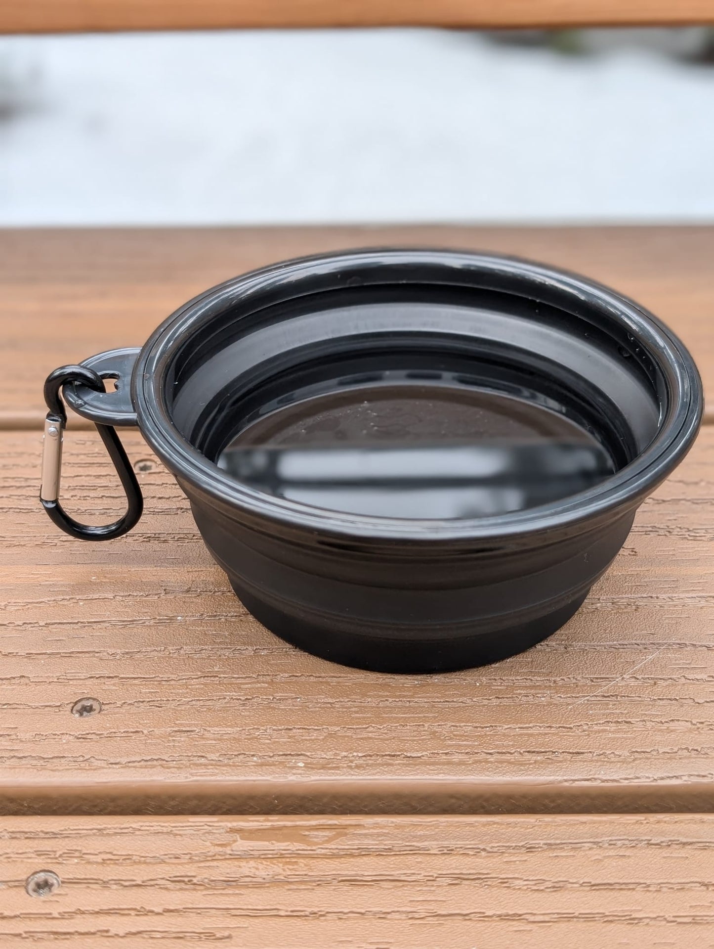 Collapsible water bowl with Tahoe Dog Co. logo