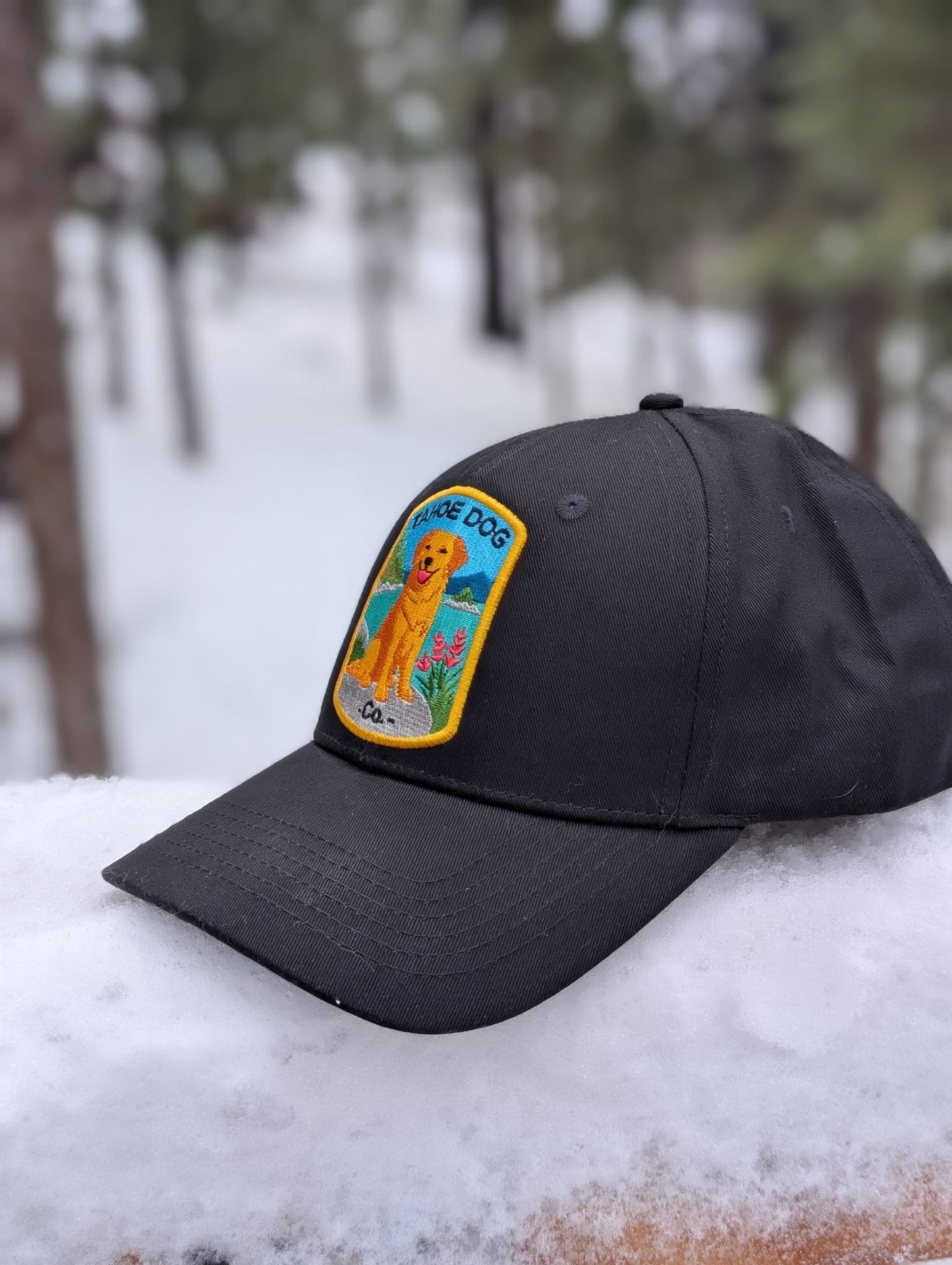 Baseball hat featuring "Dottie the Tahoe Dog" - Golden Retriever at Emerald Bay