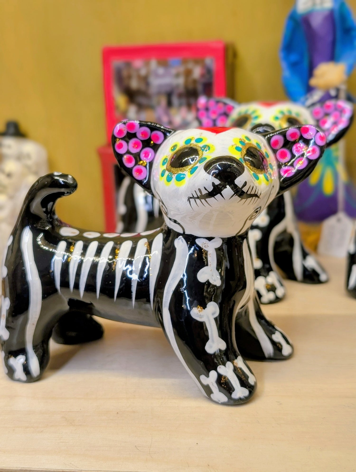 Tahoe Dog Co. + Dia des muertos skeleton dog (colorful painted version)