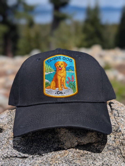 Baseball hat featuring "Dottie the Tahoe Dog" - Golden Retriever at Emerald Bay